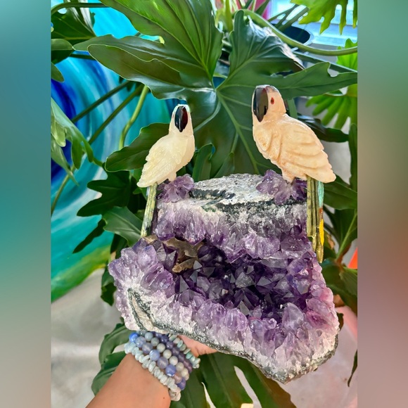 Parrot Carvings on Amethyst - Picture 7 of 7